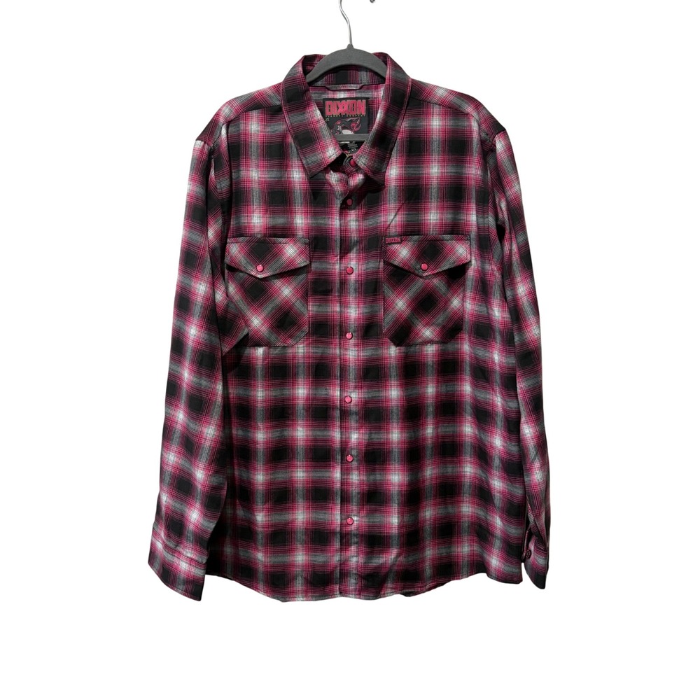 Dixxon Flannel Company Viper Shirt Mens 2X Pink Black Plaid Long Sleeve Biker